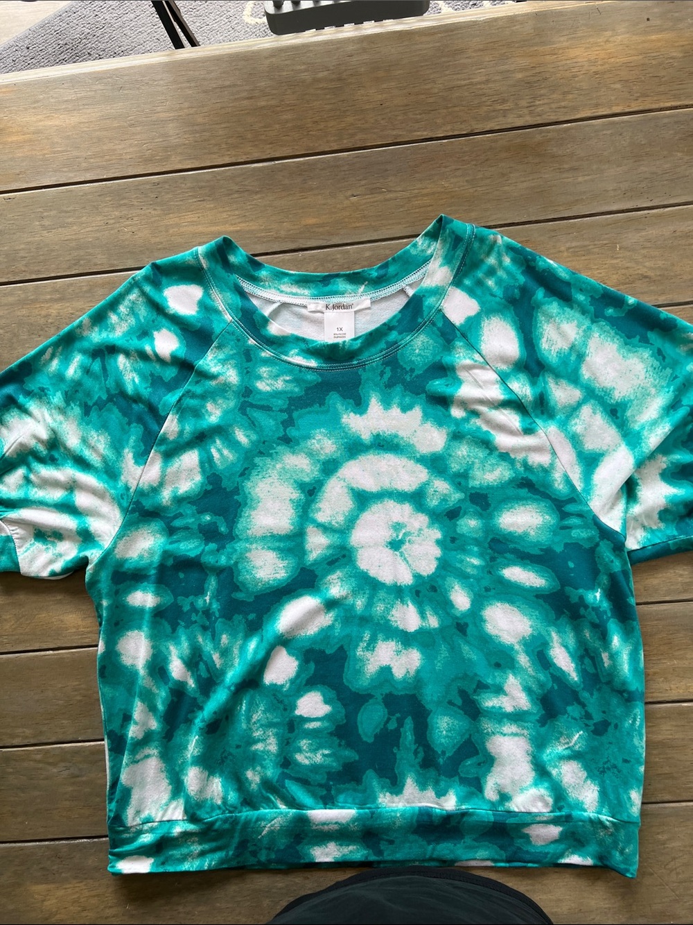 K Jordan Teal & White Tie-Dye Top